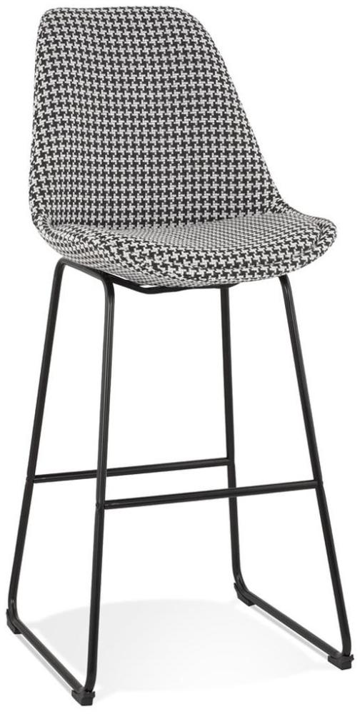 KADIMA DESIGN Bar-Sessel Stoff | 77 cm hoch | Hahnentritt-Muster Komfortabel | Schwarz-Weiß | Barstuhl Bild 1