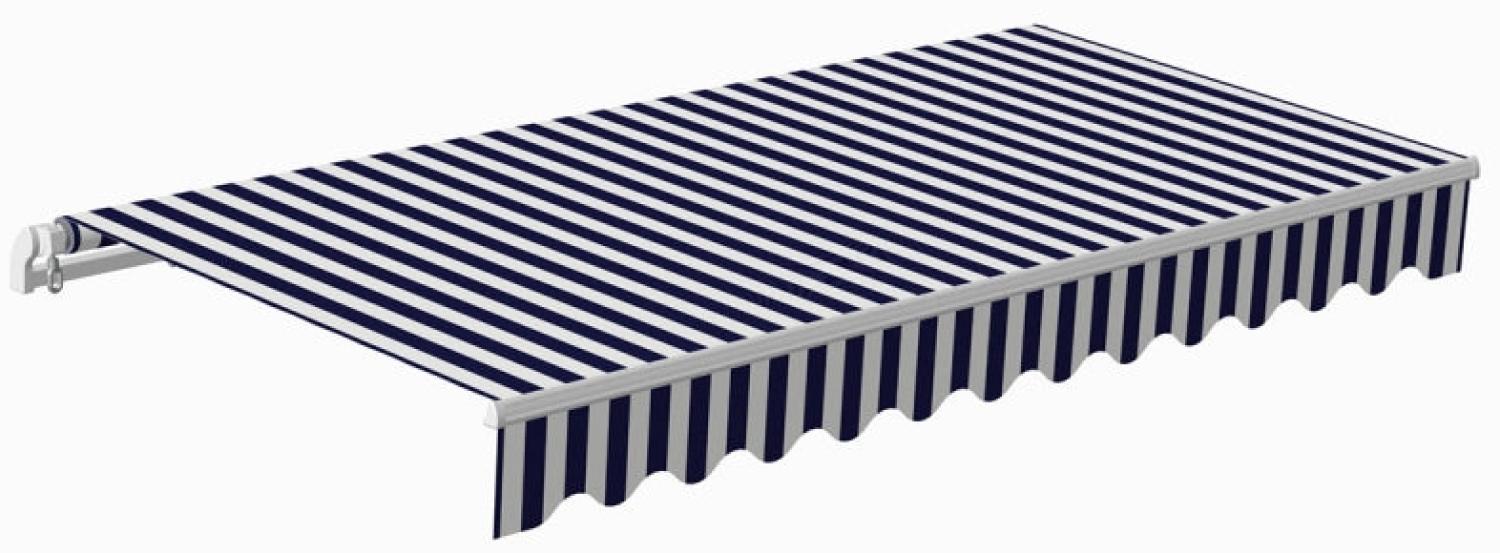 Premium Gelankarmmarkise 3,6x2,5 m Gelenkarm Markise blau-weiss Balkon Sonnenmarkise Bild 1