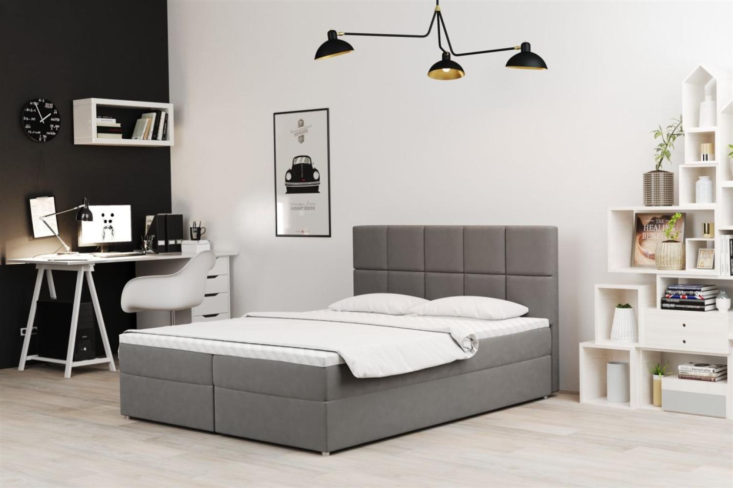 Boxspringbett Schlafzimmerbett FRASCO 120x200cm in Stoff Jasmine Taupe Bild 1