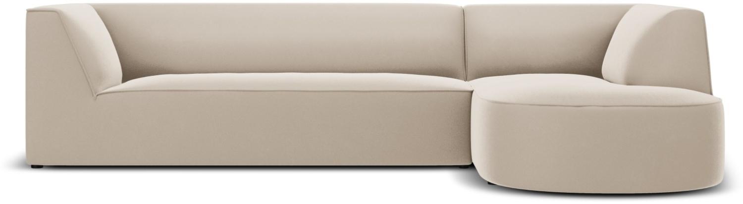 Micadoni 4-Sitzer Samtstoff Modular Ecke rechts Sofa Ruby | Bezug Beige | Beinfarbe Black Plastic Bild 1