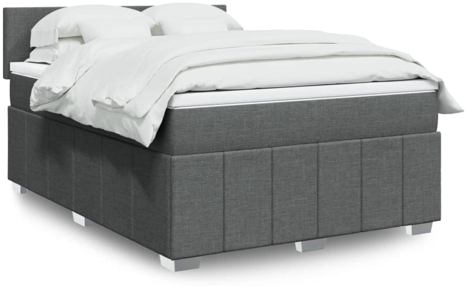 vidaXL Boxspringbett mit Matratze Dunkelgrau 140x200 cm Stoff 3289385 Bild 1