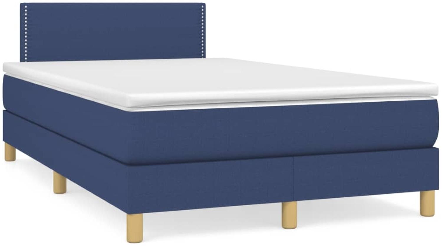 vidaXL Boxspringbett mit Matratze Blau 120x190 cm Stoff 3269771 Bild 1