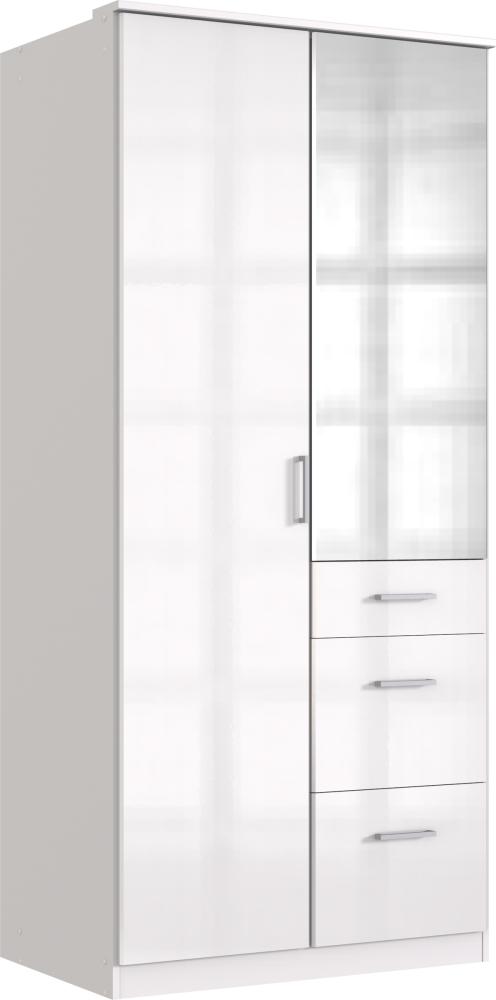 Drehtürenschrank >Clack< in HOCHGLANZ LACK WEISS - 91x199x58cm (BxHxT) Bild 1