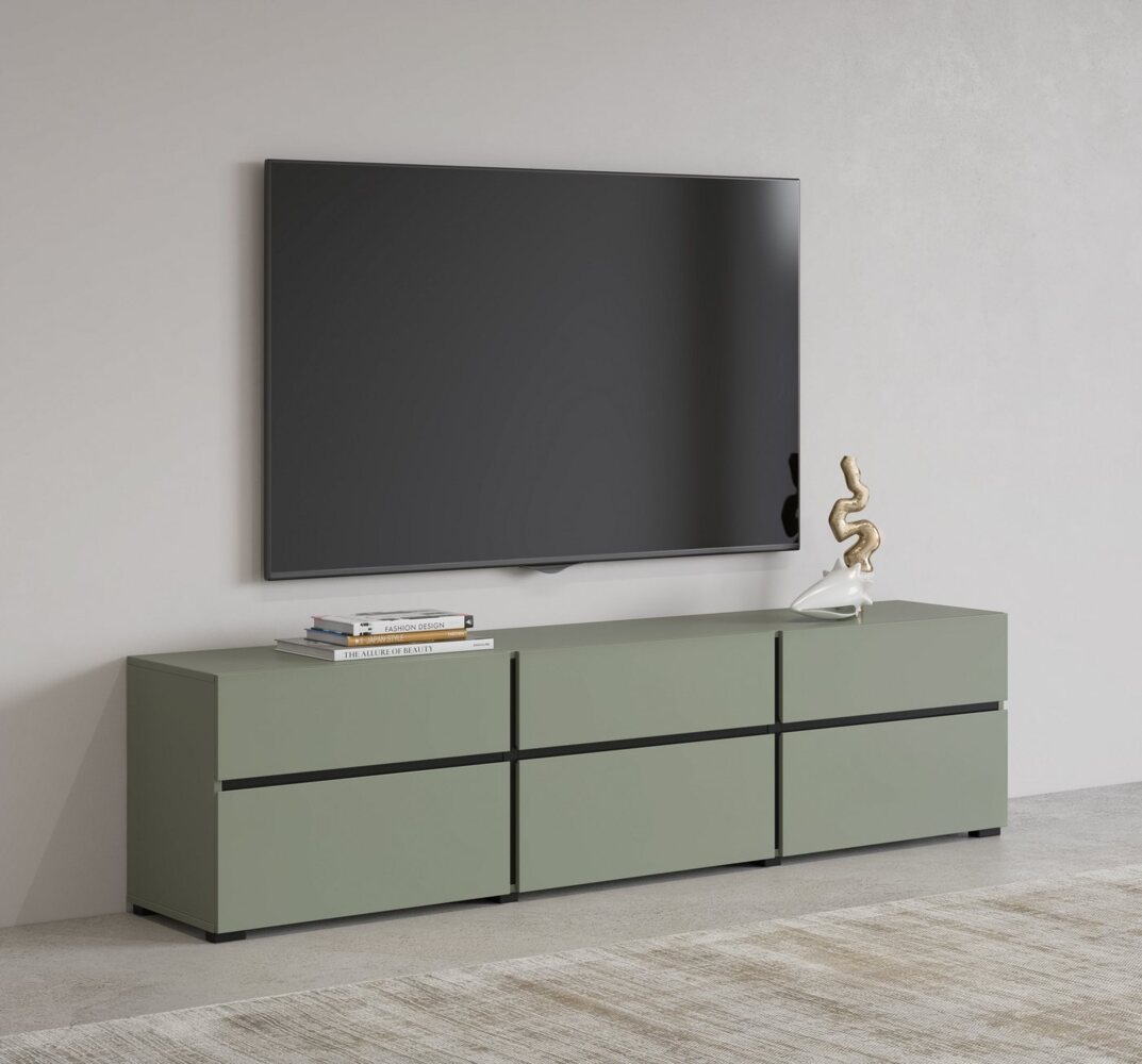 INOSIGN Lowboard Cross, moderne grifflose TV-Kommode,3 Klappen/3 Schubkästen, Breite 180 cm, TV-Schrank mit viel Stauraum, TV-Board Bild 1