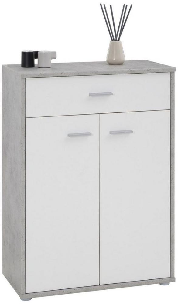 CARO-Möbel Kommode Sideboard Schrank Tommy Betonoptik/weiß, Anrichte Highboard mit Schublade und 2 Türen Bild 1