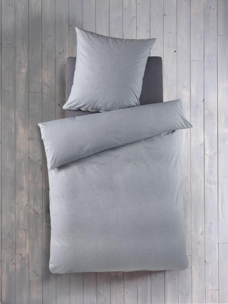 Optidream Chambray Bettwäsche 135 x 200 cm Bettbezug 135 cm x 200 cm Kopfkissenbezug 80 x 80 cm grau grau Bild 1