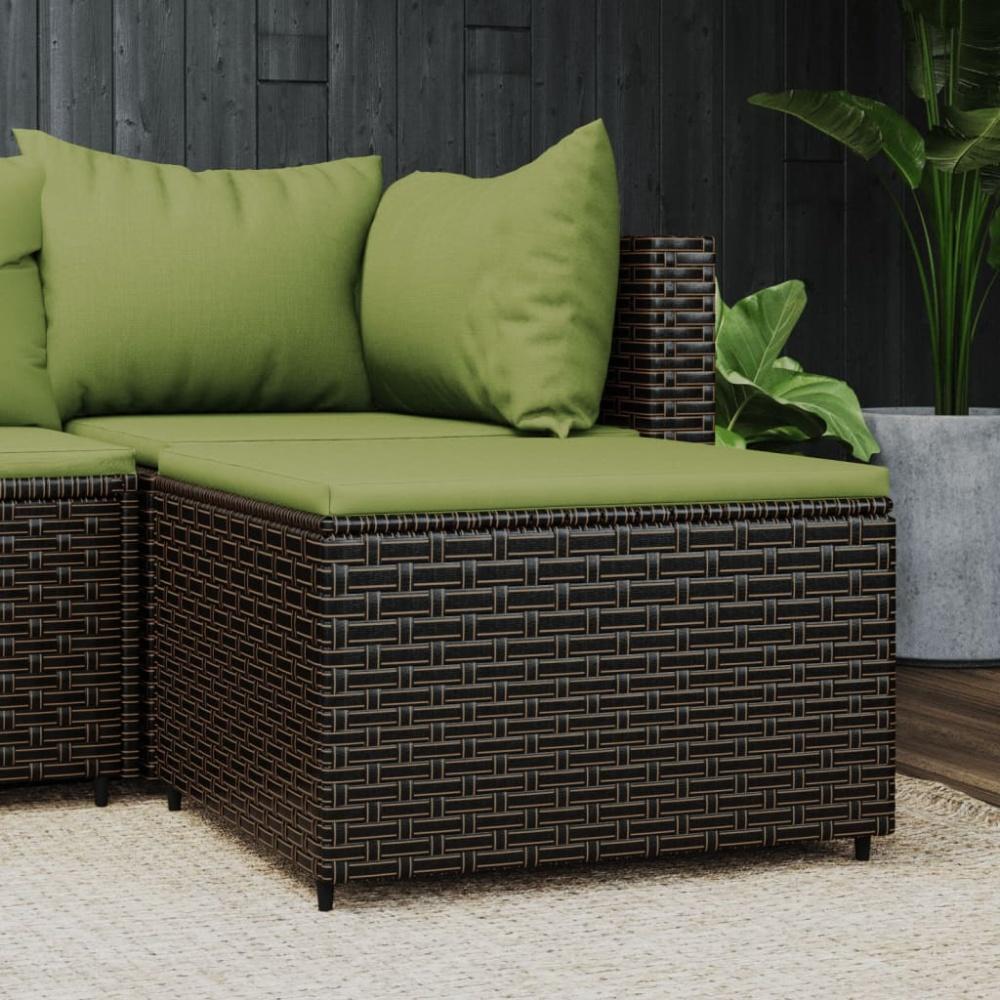 vidaXL Gartenhocker mit Kissen Braun Poly Rattan 319836 Bild 1