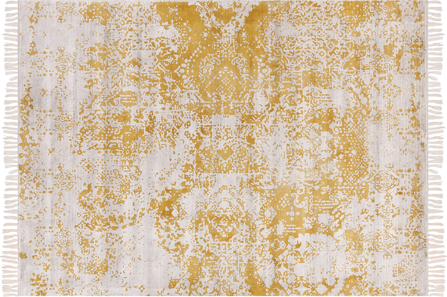 Teppich Viskose senfgelb beige 140 x 200 cm orientalisches Muster Kurzflor BOYALI Bild 1