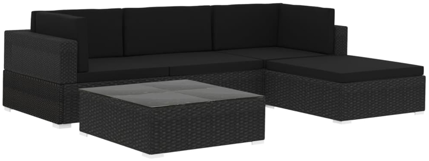 vidaXL 5-tlg. Garten-Lounge-Set mit Auflagen Poly Rattan Schwarz 46753 Bild 1