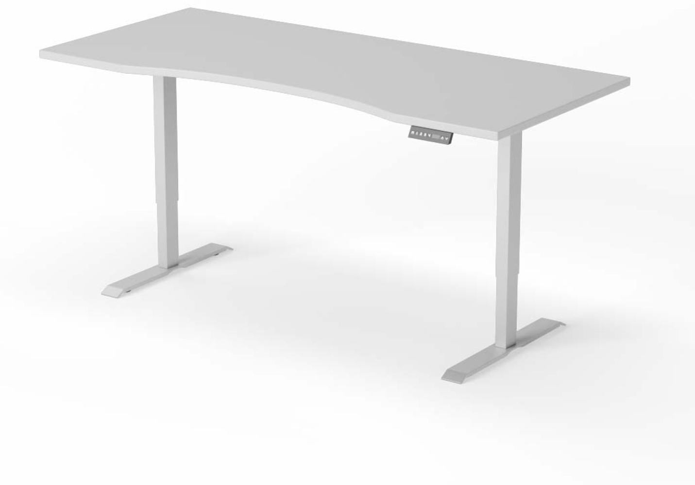 elektrisch höhenverstellbarer Schreibtisch CURVED 200 x 90 cm - Gestell Grau, Platte Grau Bild 1