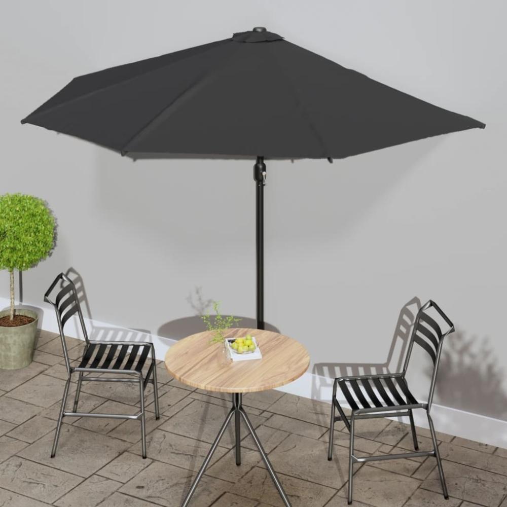 vidaXL Balkon-Sonnenschirm Alu-Mast Schwarz 300x155x223cm Halbrund 312504 Bild 1