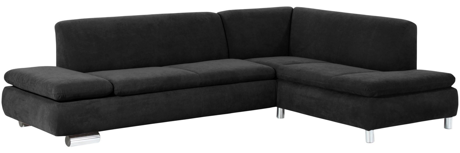 Ecksofa mit Ottomane rechts Kaye Bezug Veloursstoff Metallfuß verchromt / schwarz 23106 Bild 1