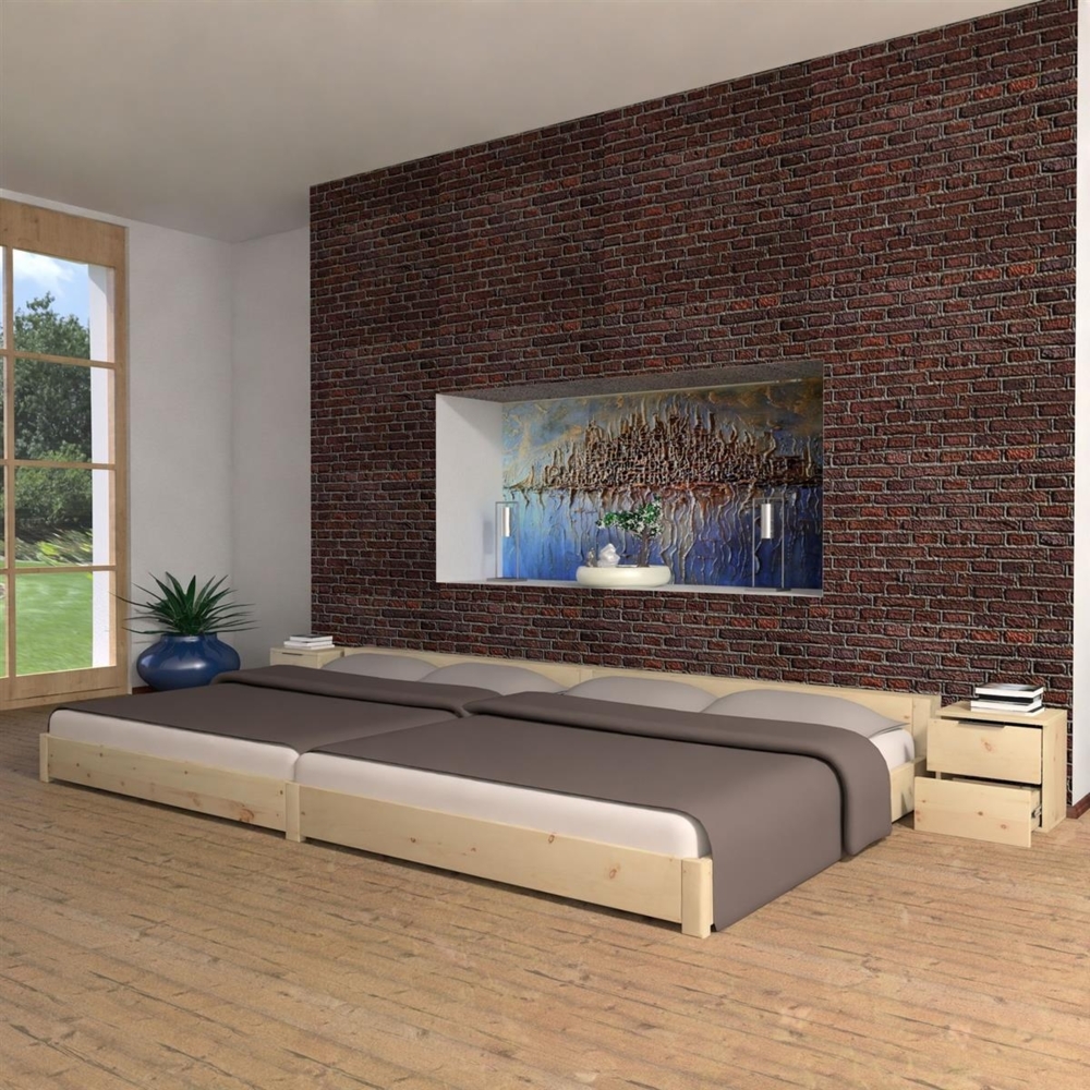 Familienbett "Familien-Nesterl" 360 200 23 Zirbe 180/180cm mit Ablage Bild 1