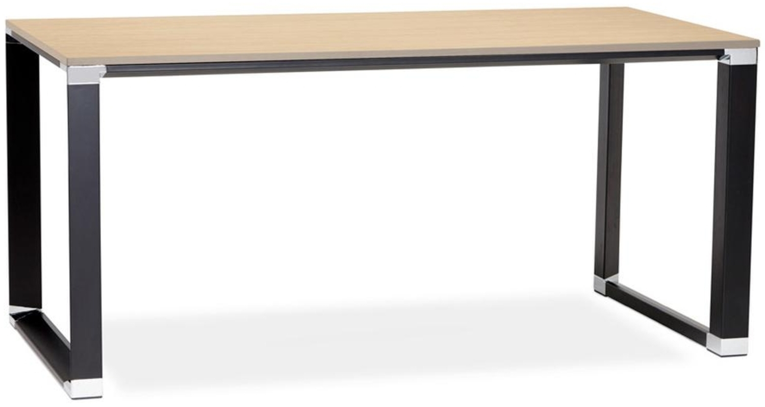 Kadima Design Schreibtisch | 160 x 80 x 74 cm | Geräumig Chromdetails Kontrastreich | Beige-Schwarz | Computertisch für Profis | Melaminholz Bild 1