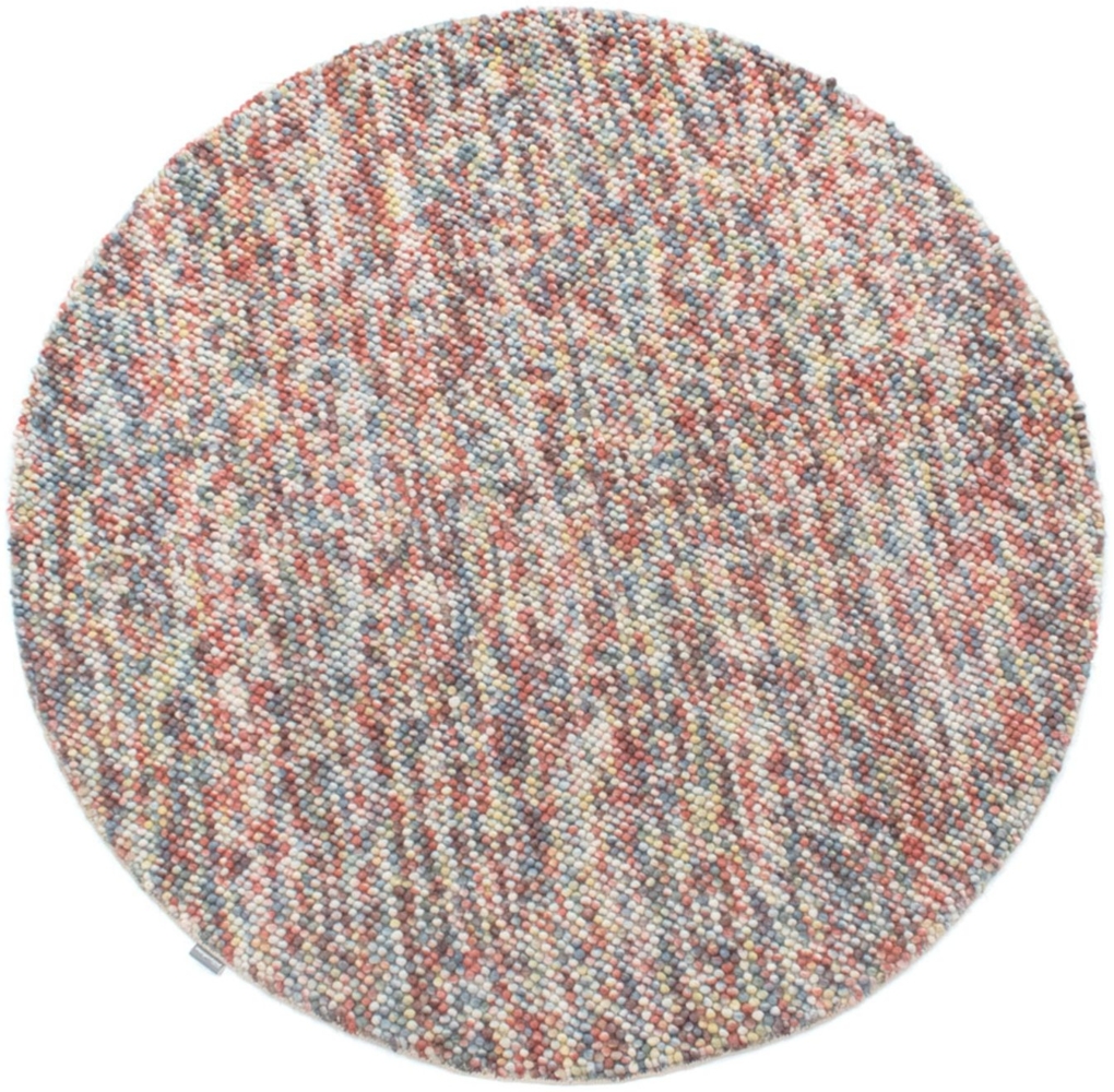Morgenland Wollteppich - Filzkugel - Mosaik - rund - 200 x 200 - Bunt Bild 1