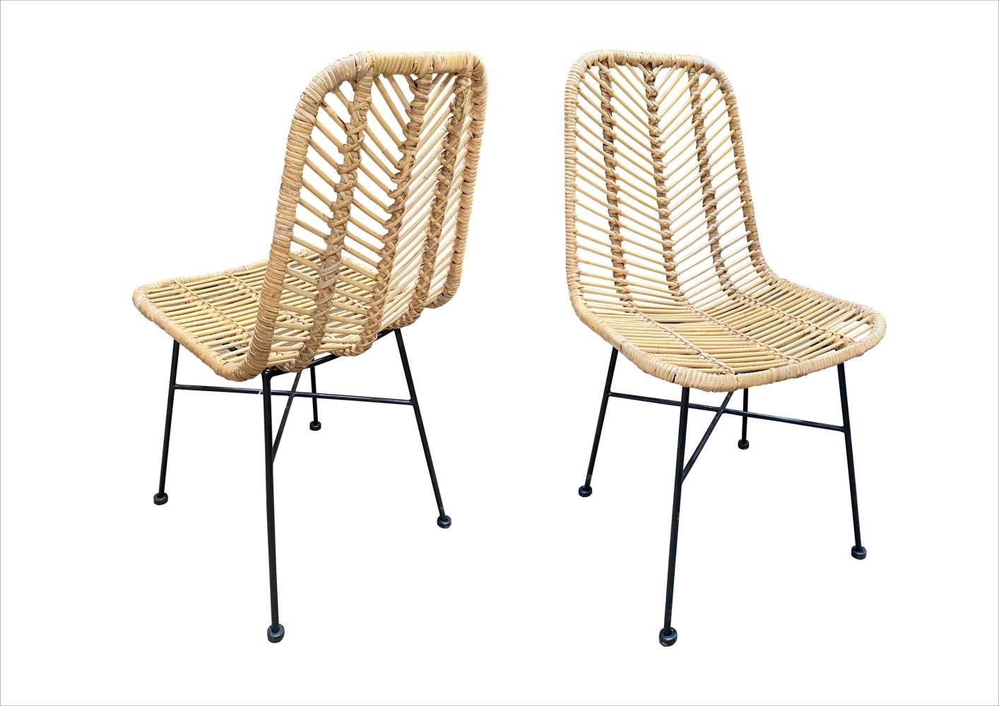 2er Set Rattan Essstuhl Esszimmerstuhl Küchenstuhl Wohnzimmer Stuhl natur Bild 1