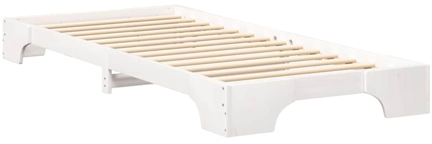 vidaXL Bettrahmen Weiß 80 x 220 cm Massives Kiefernholz 872912 Bild 1