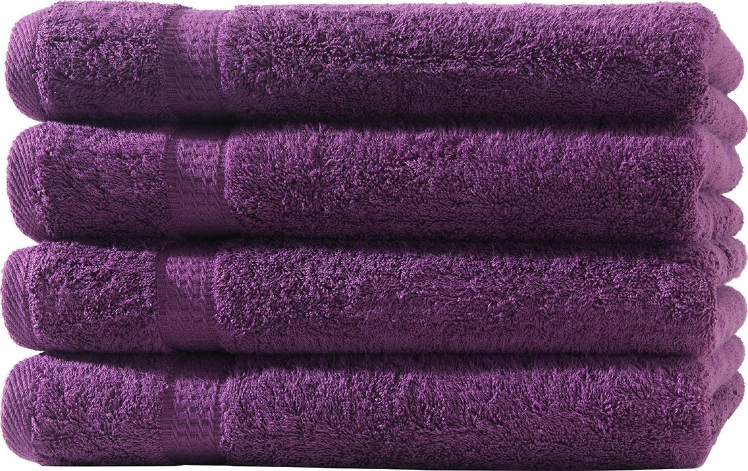 Müskaan - 4er Set Frottee Gästetücher Elegance 30x50 cm 100% Baumwolle 500 g/m² Gästetuch aubergine Bild 1