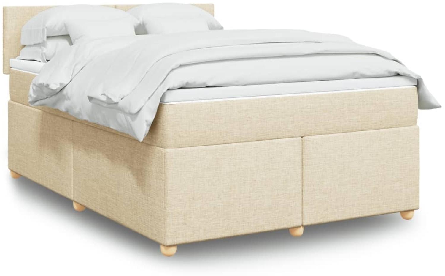 vidaXL Boxspringbett mit Matratze Creme 160x200 cm Stoff 3289029 Bild 1