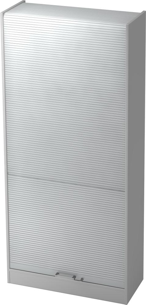 bümö Rollladenschrank 5 OH abschließbar in Grau/Silber mit Chromgriff, SET90-5-S-CE Bild 1