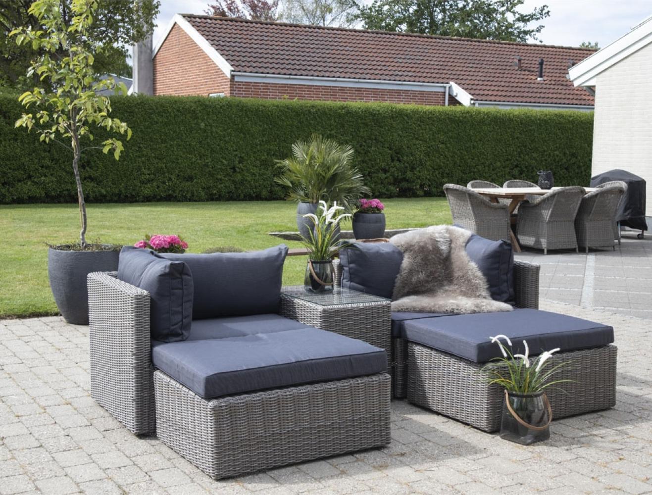 Flexible Polyrattan Loungegruppe NIZZA grau-braun inkl. Kissen Bild 1