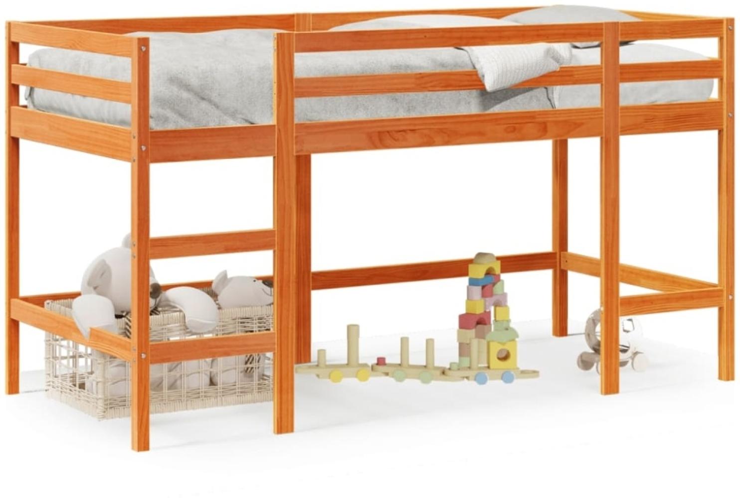 vidaXL Kinderhochbett mit Leiter Wachsbraun 80x200cm Massivholz Kiefer 852397 Bild 1