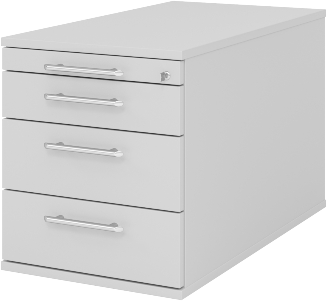 bümö Rollcontainer mit Schubladen, Container abschließbar aus Holz in grau - Rollwagen für's Büro als Schreibtisch Unterschrank, Bürocontainer od. Schreibtischcontainer mit Relinggriffe, TC30-5-5-RE Bild 1