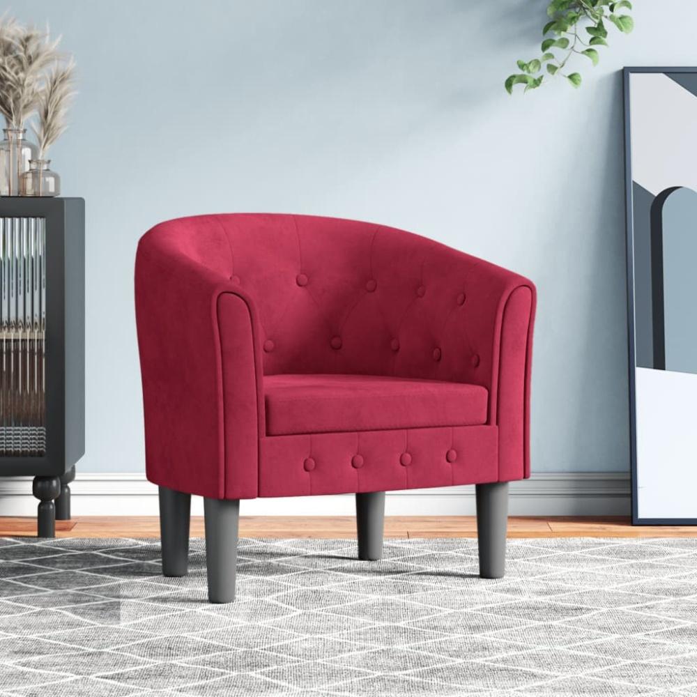 vidaXL Clubsessel Weinrot Samt 356475 Bild 1