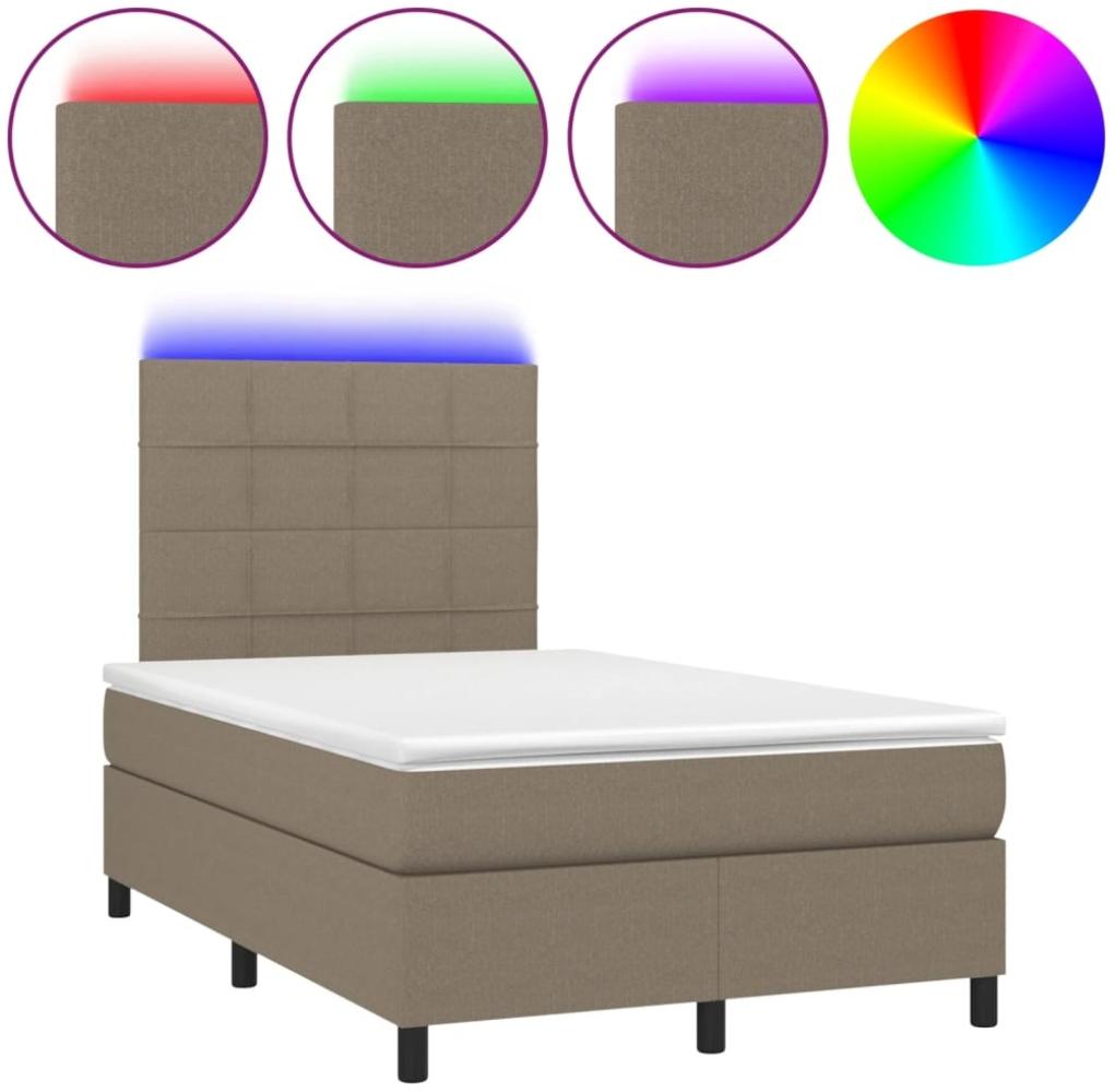 vidaXL Boxspringbett mit Matratze & LED Taupe 120x190 cm Stoff 3270201 Bild 1