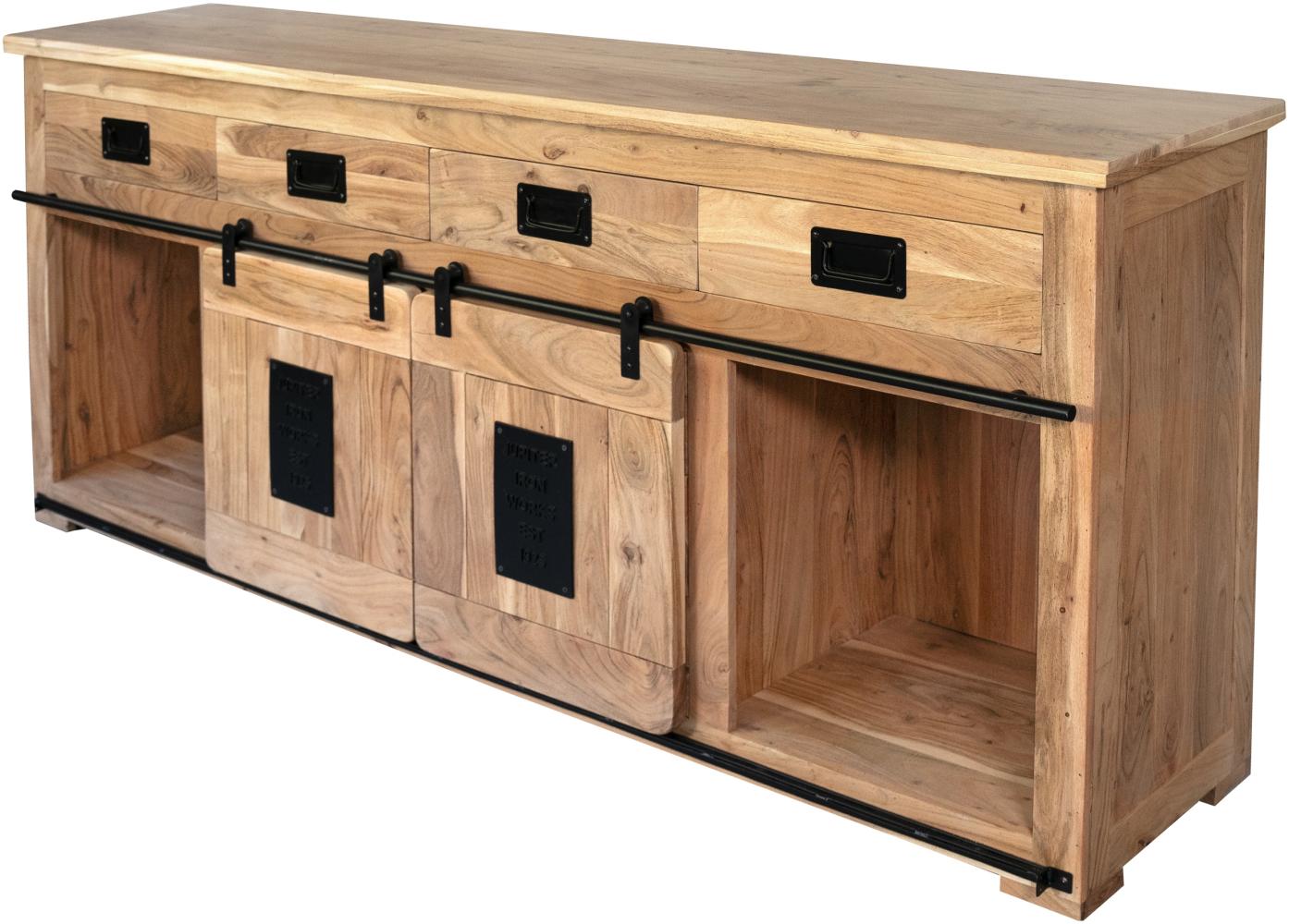 Sideboard Kommode 200 x 90 x 45 cm Akazienholz massiv naturfarben LIBRO 134891769 Bild 1