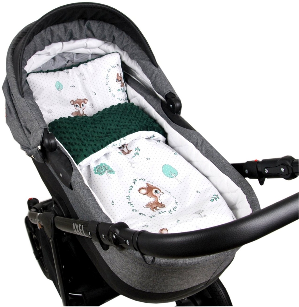 Kinderdecke BABYLUX Babydecke MINKY 2Set Kuscheldecke Decke 75 x 60cm Kinderwagen, BabyLux, MP120A. Wald Reh + Grün Bild 1