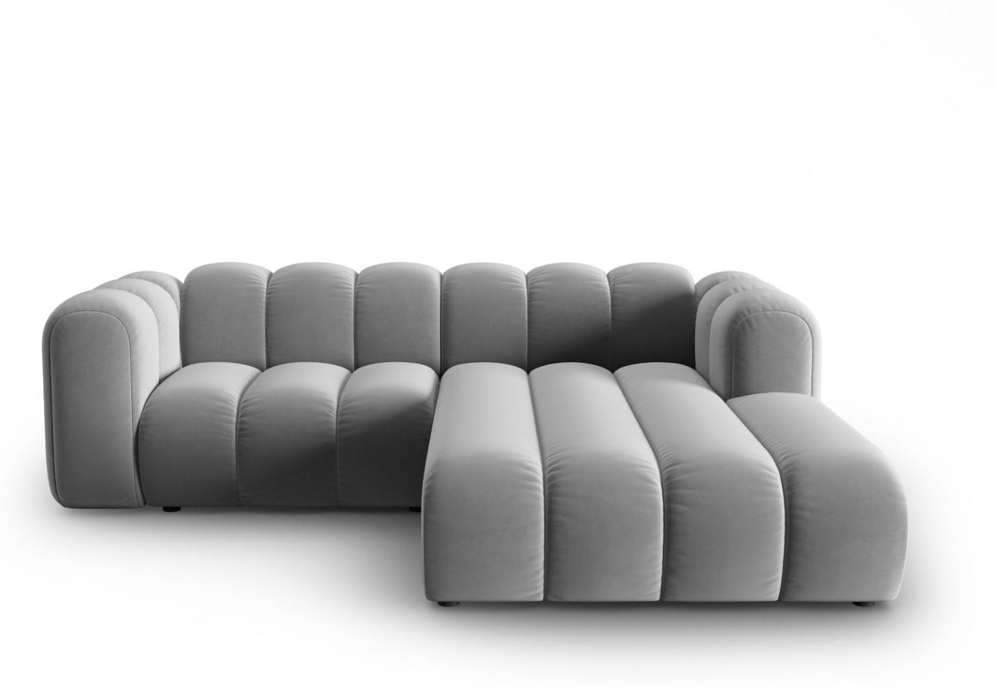 Micadoni Modulares Ecksofa Lupine 3-Sitzer Rechts Samtstoff Grau Bild 1