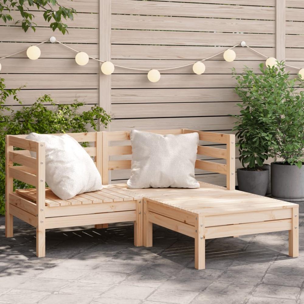 vidaXL Gartensofa 2-Sitzer mit Hocker Massivholz Kiefer 838019 Bild 1