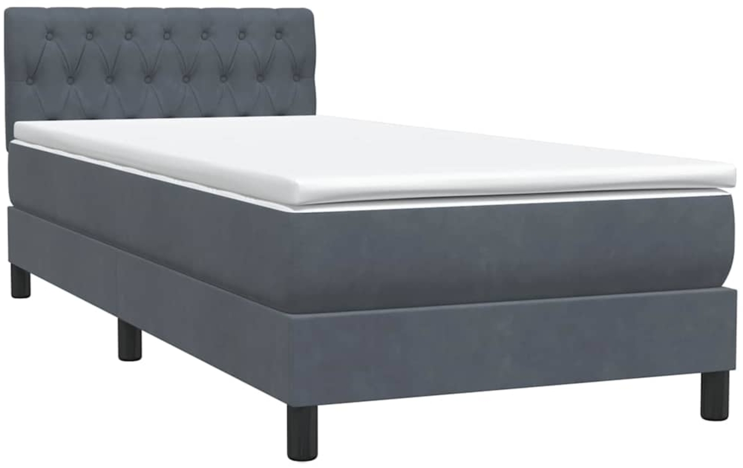 vidaXL Boxspringbett mit Matratze Dunkelgrau 90x220 cm Samt 3316528 Bild 1