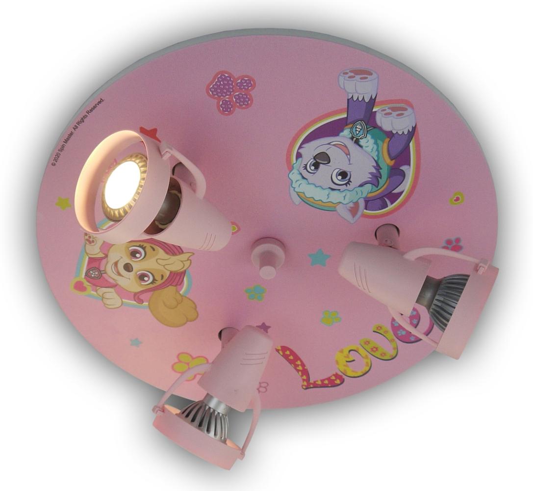 LED Kinderzimmer Deckenstrahler Ø35cm 3 flammig, schwenkbare Spots, Rosa Bild 1