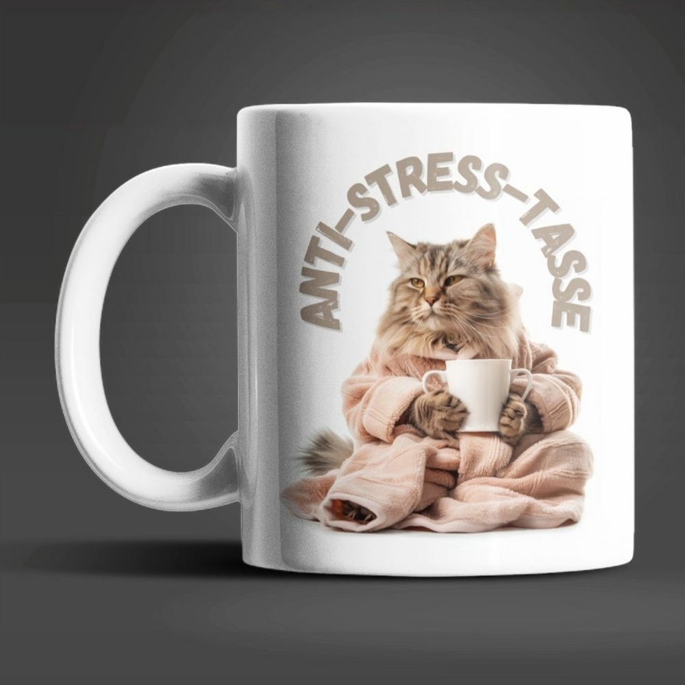 WS-Trend Tasse Katze Anti Stress Keramik Kaffeetasse Teetasse Geschenke, Keramik Bild 1