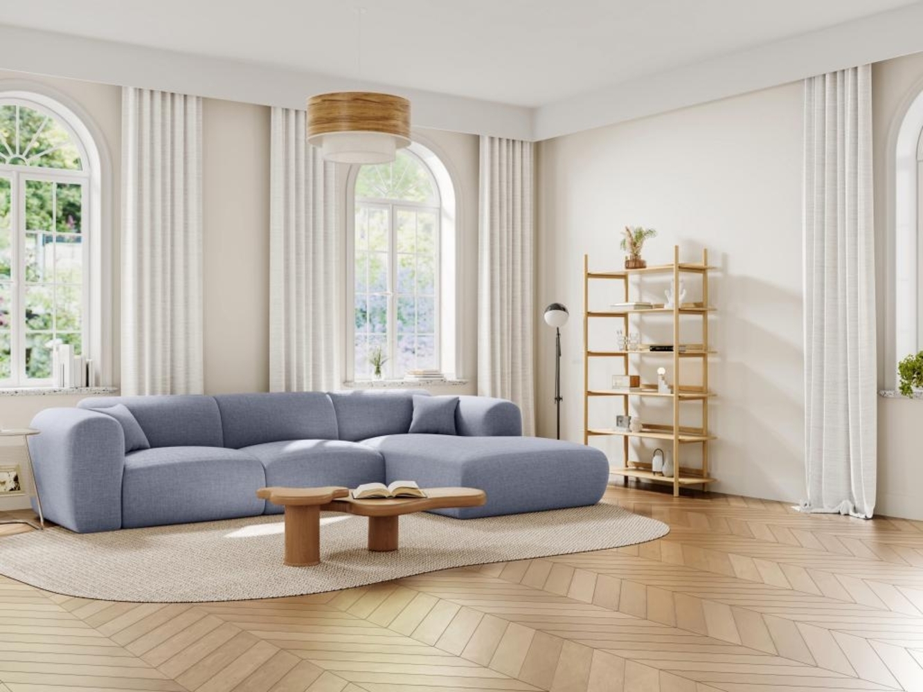 Vente-unique - Großes Ecksofa - Ecke rechts - melierter Stoff - Grau - POGNI von Maison Céphy Bild 1