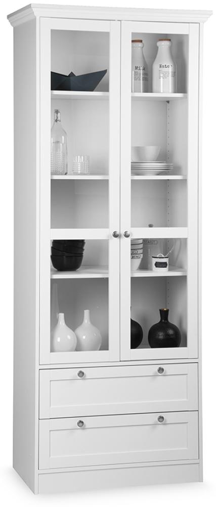 Vitrine >Landsted< in Weiß - 80x200x45cm (BxHxT) Bild 1