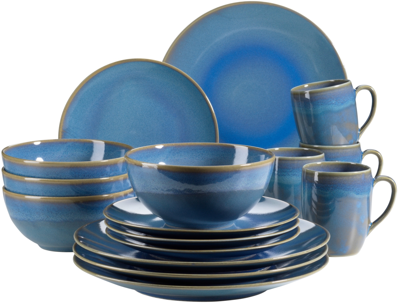 Mäser 931547 Ossia Geschirr-Set für 4 Personen im mediterranen Vintage-Look, Kombiservice, Porzellan, hellblau, 16-teilig (1 Set) Bild 1