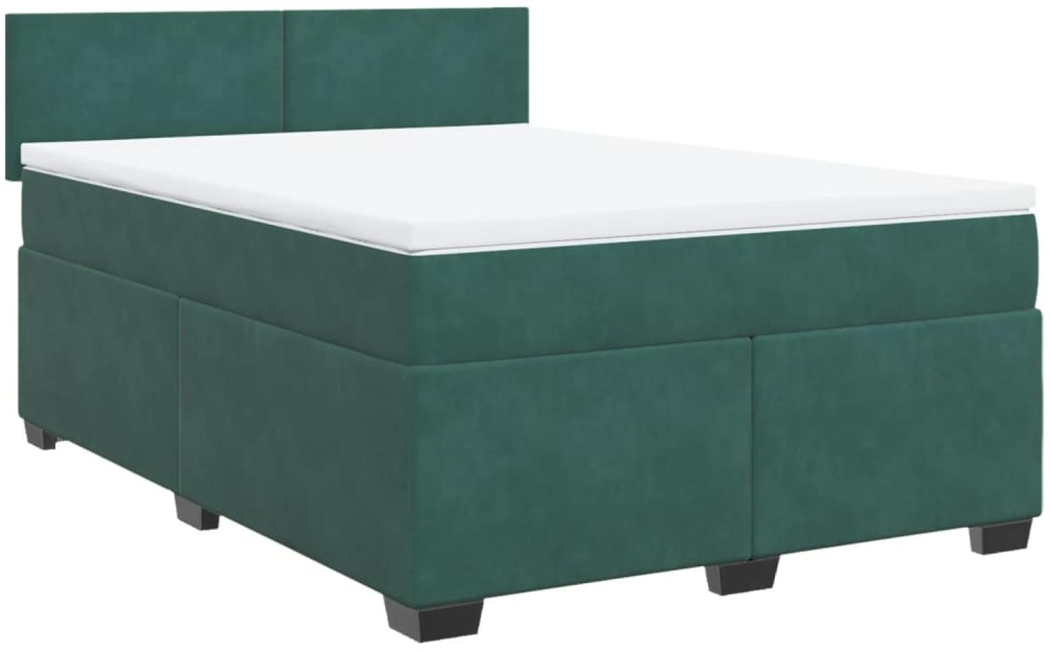 vidaXL Boxspringbett mit Matratze Dunkelgrün 140x200 cm Samt 3286327 Bild 1