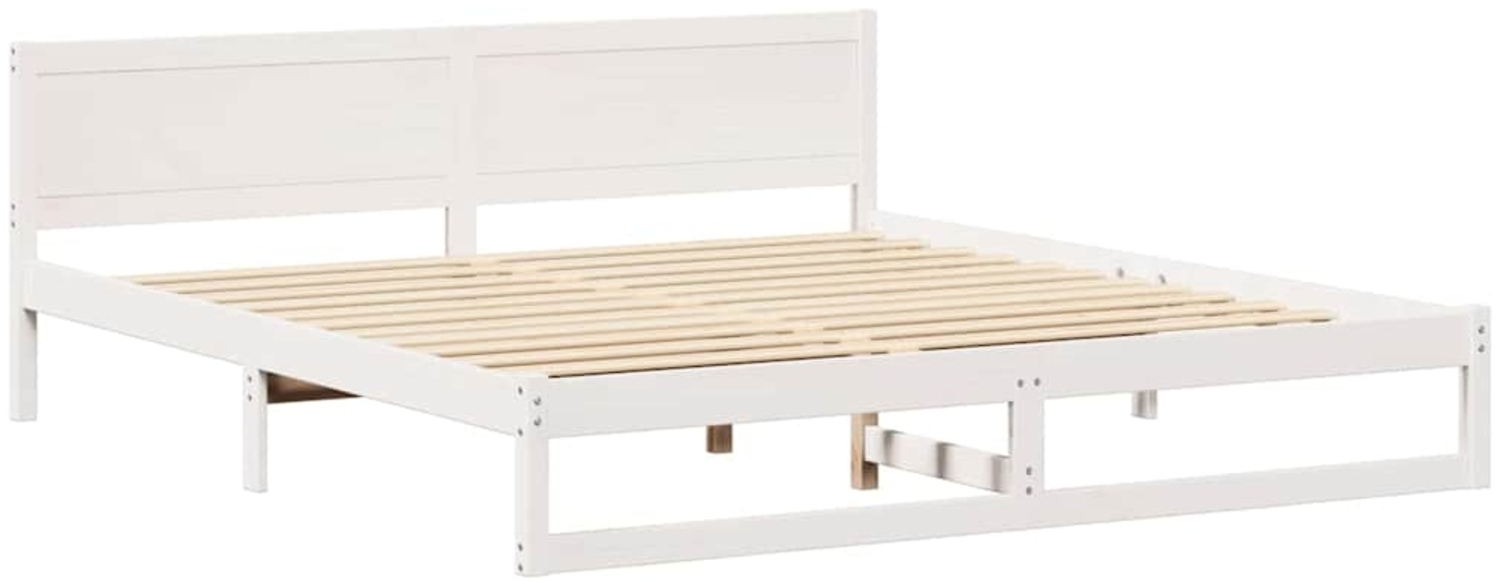 vidaXL Bettrahmen mit Kopfteil Weiß 200 x 200 cm Massives Kiefernholz 873260 Bild 1