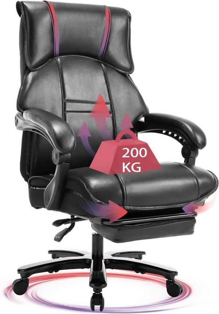 FANTASYLAB Bürostuhl Gaming-stuhl Chefsessel Drehstuhl mit hoher Rückenlehne und Fußstütze, Hochbelastbares Metallgestell Bild 1