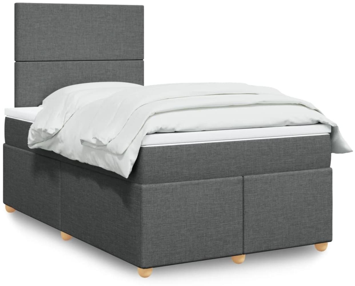 vidaXL Boxspringbett mit Matratze Dunkelgrau 120x200 cm Stoff 3293541 Bild 1