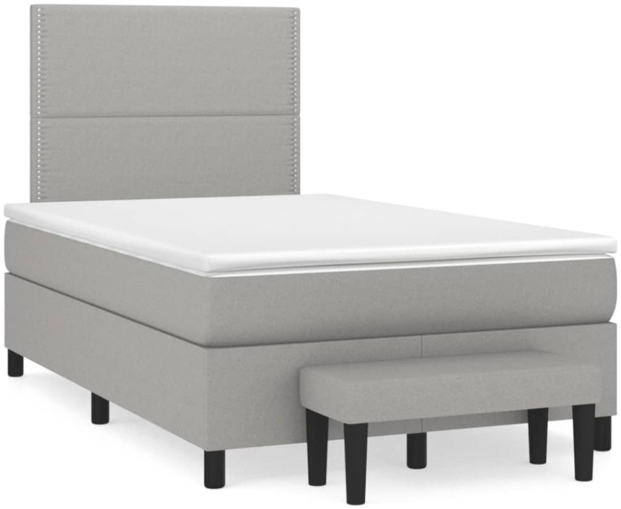 vidaXL Boxspringbett mit Matratze Hellgrau 120x190 cm Stoff 3270348 Bild 1