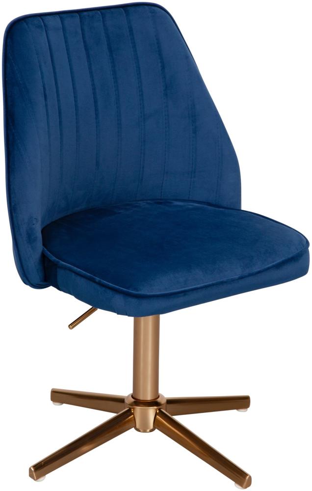 Kadima Design Samt Drehstuhl "Tanaro": Höhenverstellbar, 360° drehbar, Samtbezug, Eisenuntergestell, 120 kg Belastung. Blau, 60x60x100 cm Bild 1