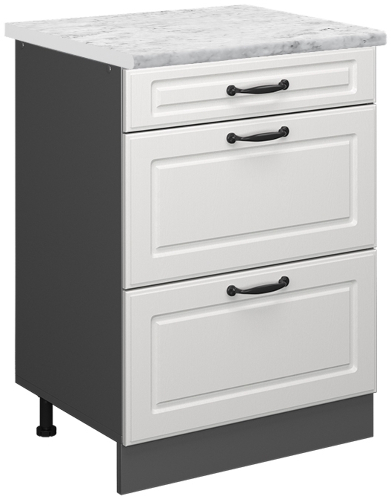 Küchenunterschrank R-Line Weiß Landhaus 60 cm AP Marmor Vicco Bild 1