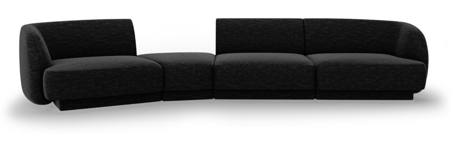 Micadoni Modulares Sofa Miley 4-Sitzer Links Chenille Schwarz Bild 1