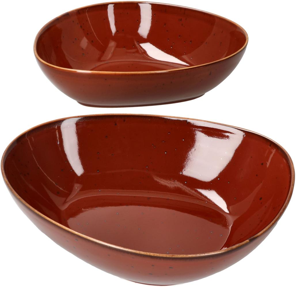 2x Servierschale Marron Taste 1,3L Deko-Schüssel große Bowl Porzellan Kastanie Bild 1