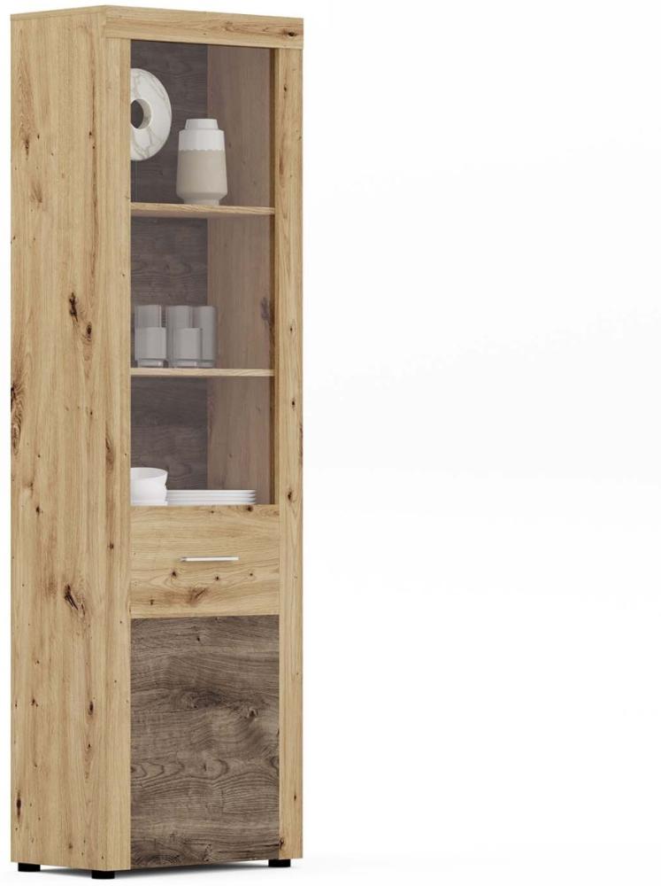 Vitrine Fly - Artisan Eiche / Eiche Ribbeck mit Unterbauspots Bild 1