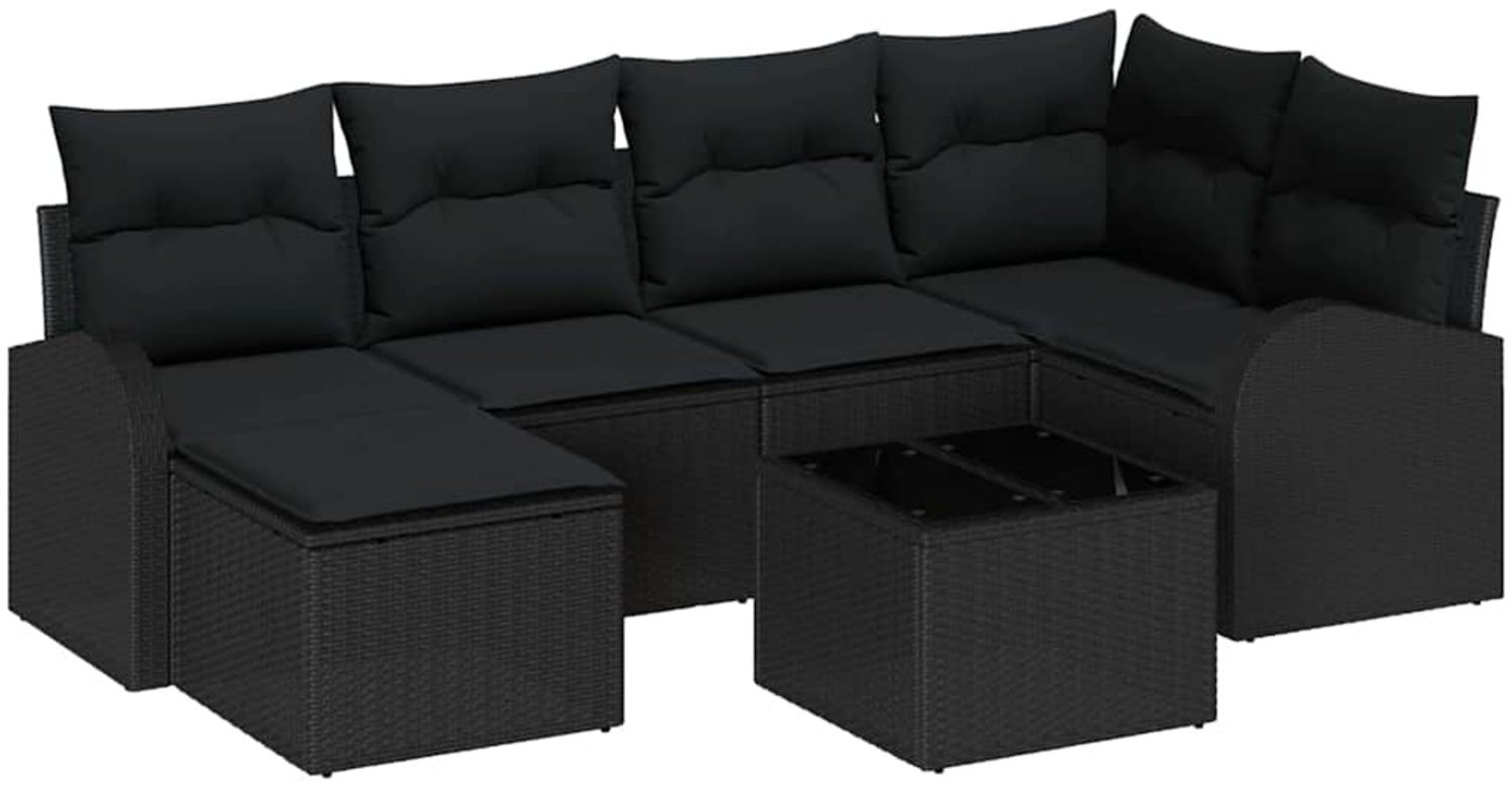 vidaXL Gartensofa-set 7 pcs Schwarz Poly-Rattan 3346123 Bild 1